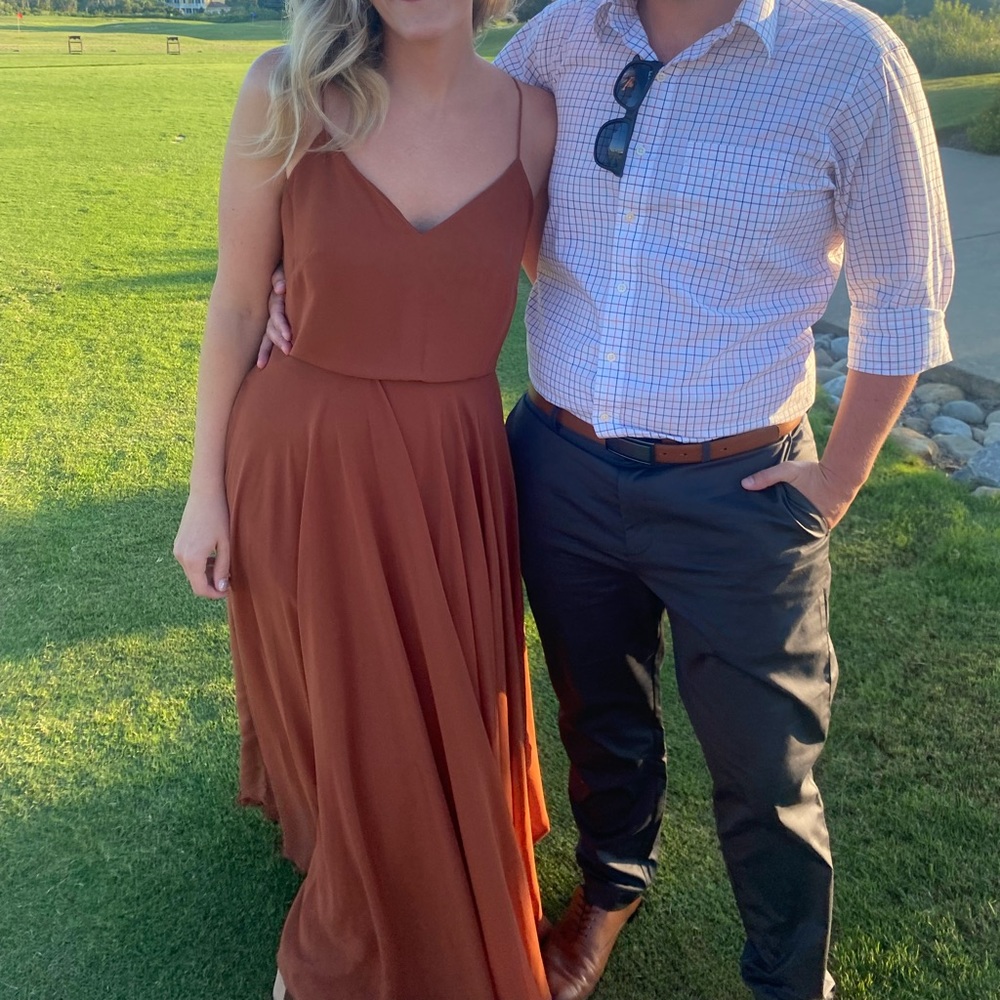 Jenny Yoo Chiffon Bridesmaid Dress in Terracotta